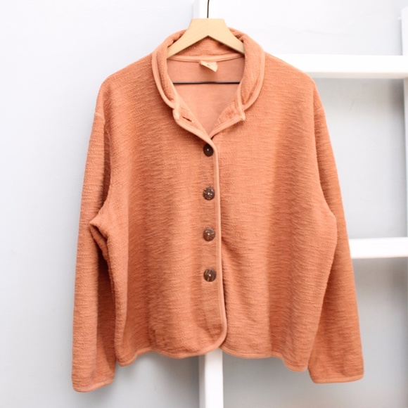Earth Creations Jackets & Blazers - Earth Creations Orange Button-Up Sweater Jacket